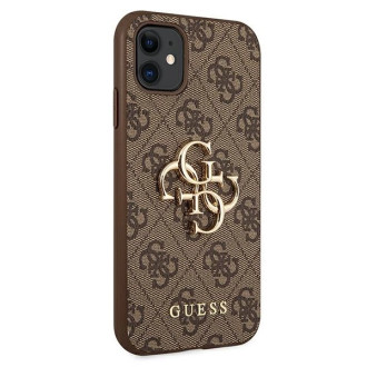Guess case for iPhone 11 / XR from the 4G Big Metal Logo series - brown