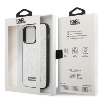 Karl Lagerfeld KLHCP14XG2ELS iPhone 14 Pro Max 6.7 &quot;hardcase silver / silver Glitter Plaque Logo
