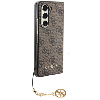 Guess GUHCZFD5GF4GBR F946 Z Fold5 hnědé/hnědé pevné pouzdro 4G Charms Collection