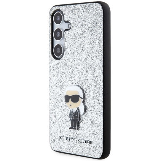 Karl Lagerfeld Fixed Glitter Ikonik Logo Metal Pin Case for Samsung Galaxy S24 - Silver