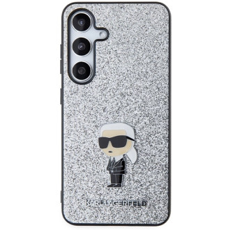 Karl Lagerfeld Fixed Glitter Ikonik Logo Metal Pin Case for Samsung Galaxy S24 - Silver