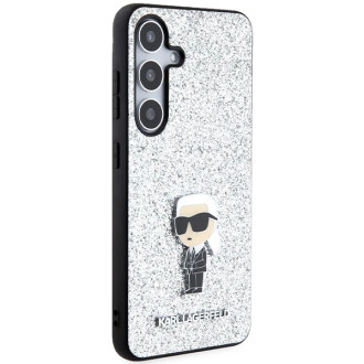 Karl Lagerfeld Fixed Glitter Ikonik Logo Metal Pin Case for Samsung Galaxy S24 - Silver