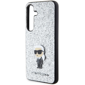 Karl Lagerfeld Fixed Glitter Ikonik Logo Metal Pin Case for Samsung Galaxy S24 - Silver