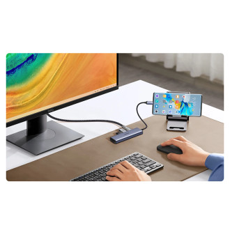 HUB Ugreen CM511 20956A 6in1 USB-C - HDMI / 3x USB-A 3.0 / SD/TF card reader - gray