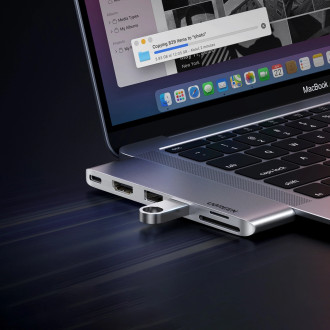 HUB Ugreen CM380 2xUSB C - HDMI/2xUSB 3.0/SD TF/USB C PD - šedý