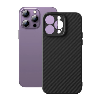 Obrněné pouzdro pro iPhone 14 Pro Max kompatibilní s tvrzeným sklem MagSafe Baseus Synthetic Fiber - černé