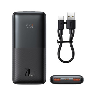 Baseus Bipow Pro Power Bank 10000mAh 20W černá s kabelem USB typu A - USB typu C 3A 0,3 m (PPBD040201)