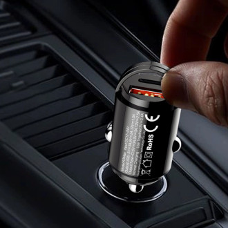 Dudao R3MAX 48W QC PD mini car charger - black