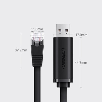 Ugreen console cable USB - Ethernet RJ45 1.5m black (CM204)