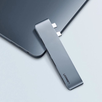 Ugreen multifunctional HUB 2x USB Type C to 3x USB 3.0 / TF / SD / USB Type C for MacBook Pro / Air gray (CM251 60560)