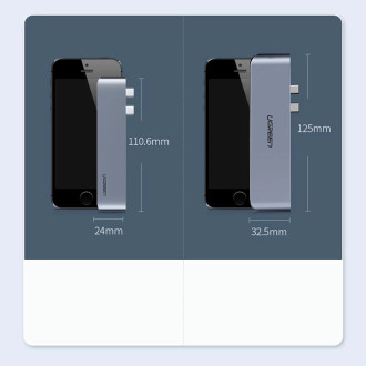 Ugreen multifunctional HUB 2x USB Type C to 3x USB 3.0 / TF / SD / USB Type C for MacBook Pro / Air gray (CM251 60560)