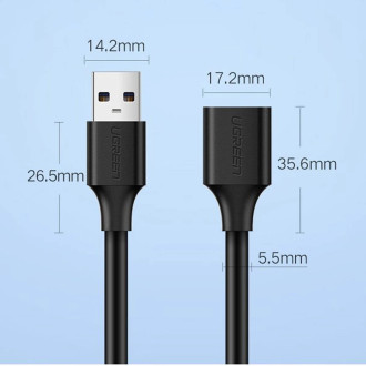 Ugreen USB-A (samec) – prodlužovací kabel adaptéru USB-A (samice) USB 3.0 5 Gb/s 0,5 m černý (US129)