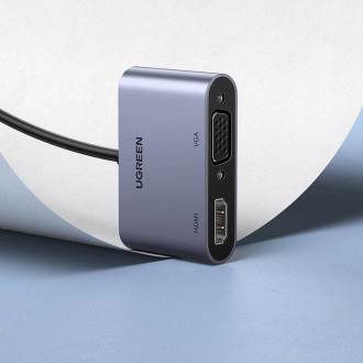 Ugreen převodník adaptéru USB - HDMI 1.3 (1920 x 1080@60Hz) + VGA 1.2 (1920 x 1080@60Hz) šedá (CM449)