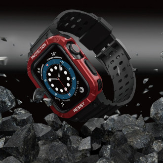 Protect Strap Band Apple Watch 9 / 8 / 7 / 6 / 5 / 4 / 3 / 2 / SE / SE2 (41 / 40 / 38mm) Case Armored Cover for Watch Black / Red