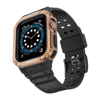 Protect Strap Band Wristband with Case for Apple Watch 9 / 8 / 7 / 6 / 5 / 4 / 3 / 2 / SE / SE2 (41 / 40 / 38mm) Case Armored Cover for Watch Black /