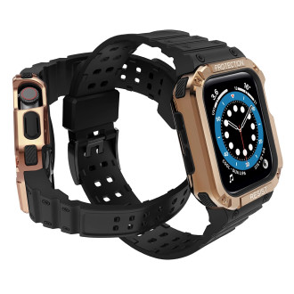 Protect Strap Band Wristband with Case for Apple Watch 9 / 8 / 7 / 6 / 5 / 4 / 3 / 2 / SE / SE2 (41 / 40 / 38mm) Case Armored Cover for Watch Black /