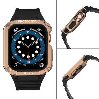 Protect Strap Band Wristband with Case for Apple Watch 9 / 8 / 7 / 6 / 5 / 4 / 3 / 2 / SE / SE2 (41 / 40 / 38mm) Case Armored Cover for Watch Black /