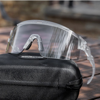 Rockbros Cycling Glasses Photochromic, with UV Protection and Corrective Insert - Transparent Black