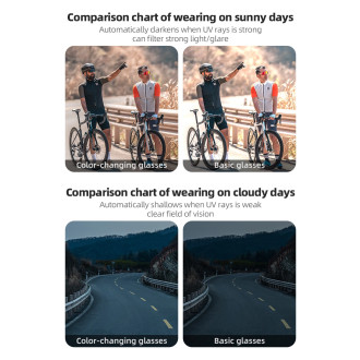 Rockbros Cycling Glasses Photochromic, with UV Protection and Corrective Insert, Clear - Purple