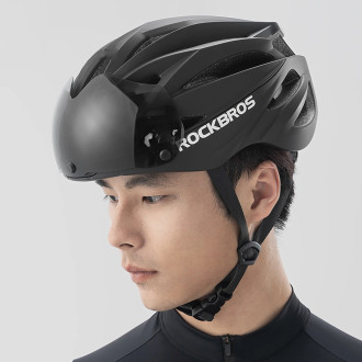 Rockbros Bike Helmet with Visor, Detachable UV Protective Goggles, Unisex - Black/Brown