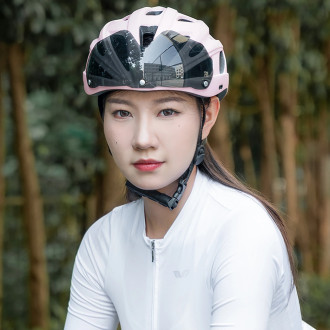 Rockbros Bike Helmet with Visor, Detachable UV Goggles, Detachable Visor, Unisex - Pink
