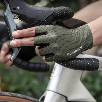 Rockbros Breathable Short Finger Cycling Gloves, Size: XXL - Green