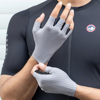 Rockbros Breathable Short Finger Cycling Gloves, Size: XL - Gray