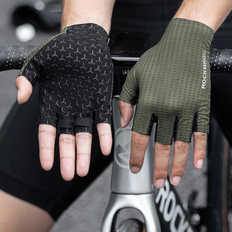 Rockbros Breathable Short Finger Cycling Gloves, Size: XL - Gray
