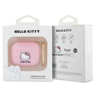 Silikonové pouzdro Hello Kitty 3D Kitty Head pro AirPods 3 - růžové