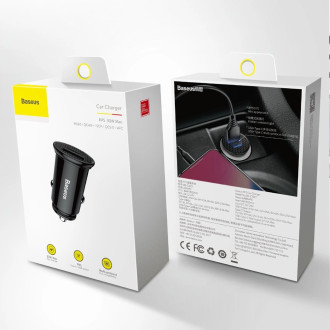 Baseus Circular PPS smart car charger with USB Quick Charge 4.0 QC 4.0 and USB-C PD 3.0 SCP ports black (CCALL-YS01)