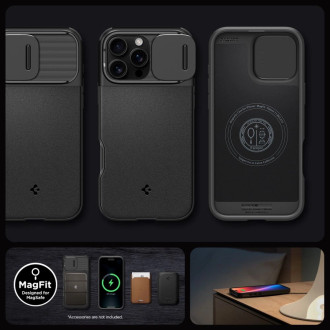 Spigen Optik Armor Mag Case with MagSafe for iPhone 16 Pro Max - Black