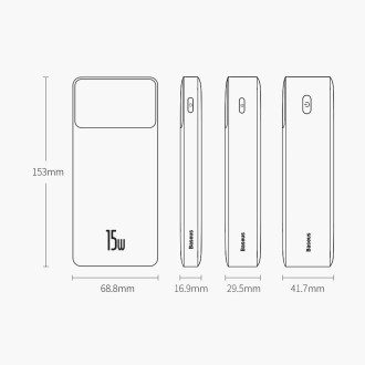 [AFTER RETURN] Baseus Bipow fast charging power bank 20000mAh 15W black (Overseas Edition) + USB-A - Micro USB cable 0.25m black (PPBD050101)