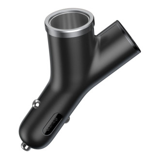 Baseus Y Type Car Charger nabíječka do auta 2x USB + zásuvka do zapalovače 3,4A černá (CCALL-YX01)