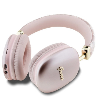 Bluetooth sluchátka do uší Guess GCube Metallic Script Logo - růžová