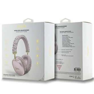 Bluetooth sluchátka do uší Guess GCube Metallic Script Logo - růžová