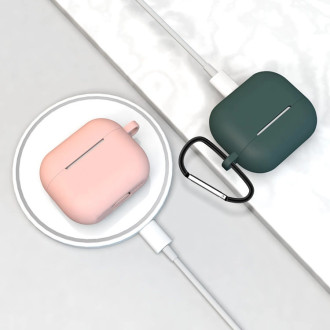 Case for AirPods 3 silicone soft case for headphones + keychain lobster clasp pendant black (case D)