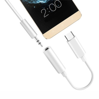Adapter from USB Type C to audio 3.5 mini jack white