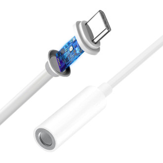 Adapter from USB Type C to audio 3.5 mini jack white