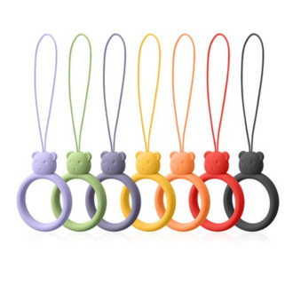 A silicone lanyard for a phone bear ring on a finger skyblue