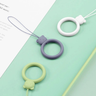 A silicone lanyard for a phone bear ring on a finger skyblue