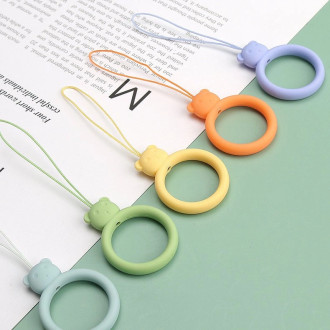 A silicone lanyard for a phone bear ring on a finger skyblue