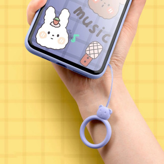 A silicone lanyard for a phone bear ring on a finger skyblue