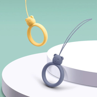 A silicone lanyard for a phone bear ring on a finger skyblue