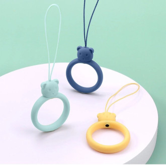 A silicone lanyard for a phone bear ring on a finger skyblue