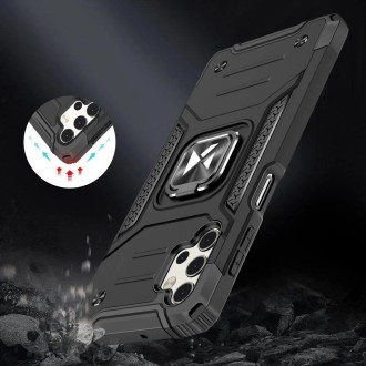 Wozinsky Ring Armor tough hybrid case cover + magnetic holder for Samsung Galaxy A23 blue