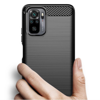 Carbon Case Flexible Cover TPU Case for Xiaomi Redmi Note 10 5G black