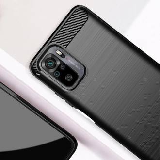 Carbon Case Flexible Cover TPU Case for Xiaomi Redmi Note 10 5G black
