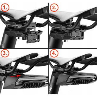 Rockbros LKWD-R1 Rear Bike Light with Laser and Remote Control + Micro USB - USB-A Cable - Black