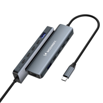 USB-C 6 in 1 Hub Wozinsky WHBC10Y4S Multifunctional, Aluminum, with 25 cm Cable - Gray