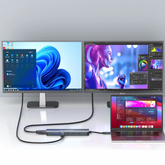 USB-C 6 in 1 Hub Wozinsky WHBC10Y4S Multifunctional, Aluminum, with 25 cm Cable - Gray